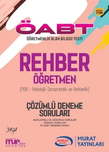 Murat ÖABT KPSS Rehber Öğretmen PDR Çözümlü Deneme Soruları 1194