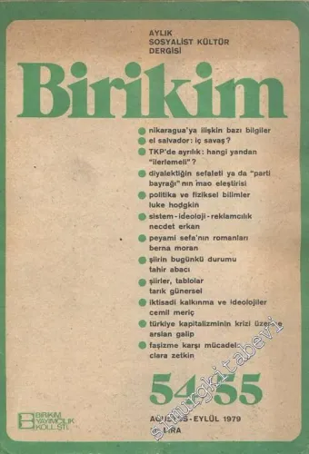 Birikim Aylık Sosyalist Kültür Dergisi - Sayı: 54 - 55, Ağustos - Eylül 1979
