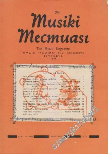 İleri Musiki Mecmuası Aylık Müzikoloji Dergisi  - Sayı: 244    21  Mart