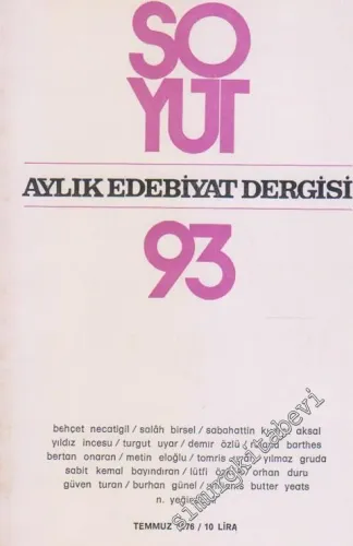Soyut Aylık Edebiyat Dergisi - Sayı: 93,  1976      Temmuz