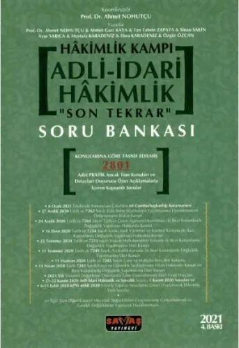 Adli-İdari Hakimlik ''Son Tekrar'' Soru Bankası