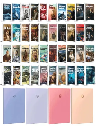 40 Dünya Klasiği ve Pastel Çizgisiz Defter Seti -1 - Halkkitabevi