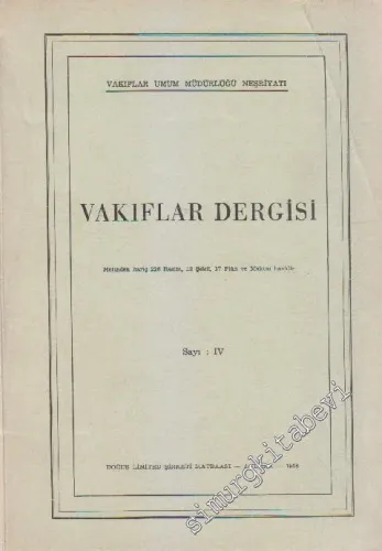 Vakıflar Dergisi - Sayı 4        1958