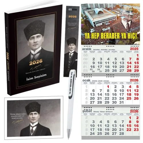 2026 Atatürk Ajanda - Gemici Duvar Takvimi-YHBYH - Kalem - Ayraç - K