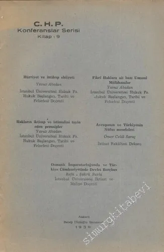 Cumhuriyet Halk Partisi ( CHP ) Konferanslar Serisi 9 -        1939