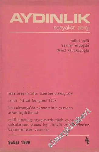 Aydınlık Aylık Sosyalist Dergi - Sayı: 4, Şubat 1969