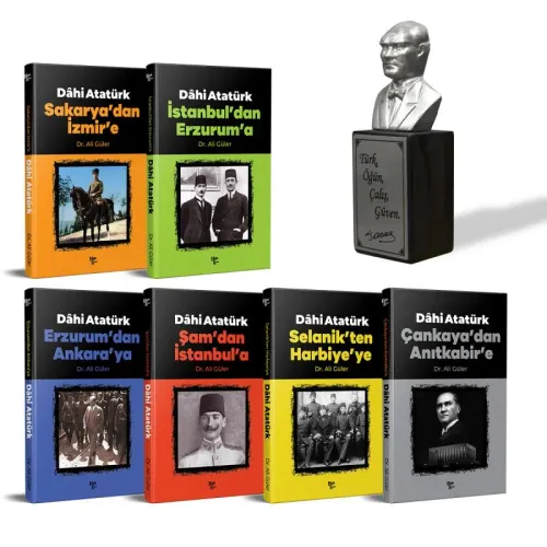 Dahi Atatürk Seti - 6 Kitap ve Atatürk Büstü Gümüş