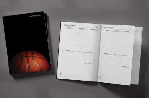 Basketball Ball on Black Background Weekly Planner & Notebook Basketball Ball on Black Background Weekly Planner & Notebook