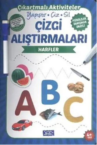 Çizgi Alıştırmaları - Harfler; Yapıştır - Çiz - Sil