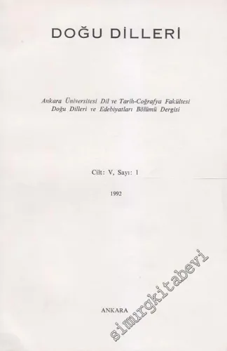 Doğu Dilleri Dergisi - Farsça Arapça Urduca Hindoloji ve Sinoloji Araştırmaları - Sayı 1, Cilt 5