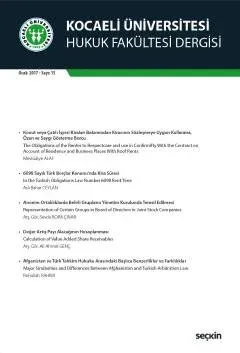 Kocaeli Üniversitesi Hukuk Fakültesi Dergisi Sayı:15 Ocak 2017