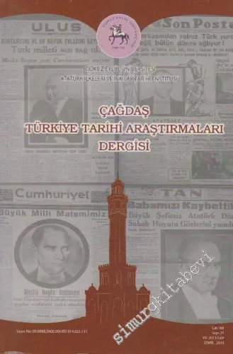 Çağdaş Türkiye Tarihi Araştırmaları Dergisi - Sayı: 27  Cilt: 13    Güz