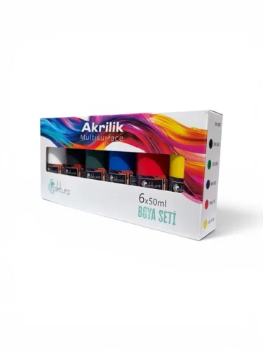Piktura Akrilik Multisurface 6 Renk x 50ml Boya Seti