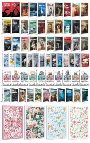 75 Dünya Klasiği ve Çiçekli Çizgili Defter Seti -2 - Halkkitabevi