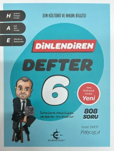 Eker Test 6. Sınıf Din Kültürü ve Ahlak Bilgisi Dinlendiren Konu Anlatımlı Defter