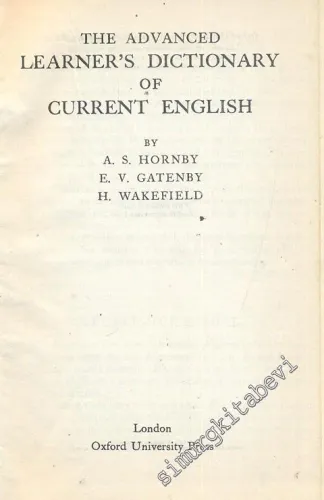 The Advanced Learner's Dictionary of Current English -        1960