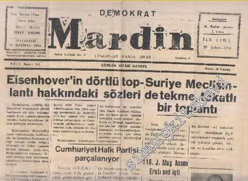 Demokrat Mardin Günlük Siyasi Gazete - Cumhuriyet Halk Partisi Parçalanıyor - Sayı: 231  Yıl: 2    Şubat