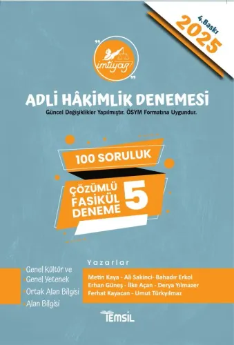 İmtiyaz Adli Hâkimlik Sınavı Çözümlü 5 Deneme 2025