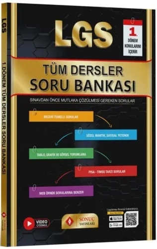 Sonuç Yayınları 8. Sınıf LGS 1. Dönem Tüm Dersler Soru Bankası