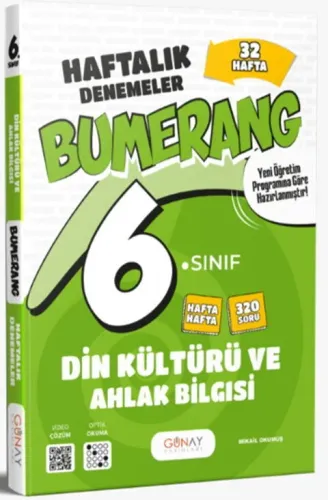 Günay Yayınları 6. Sınıf Din Kültürü ve Ahlak Bilgisi Bumerang 32 Haftalık Denemeler