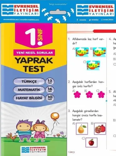 1. Sınıf Tüm Dersler Yaprak Testler Evrensel İletişim Yayınları 9786057958341