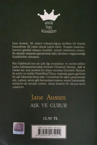 Aşk ve Gurur Jane Austen Antik Batı Klasikleri