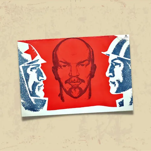 POSTER 0075 - LENİN, İŞÇİ VE KIZILORDU - SOVYET POSTERİ - KUŞE KAĞIT (33X48)