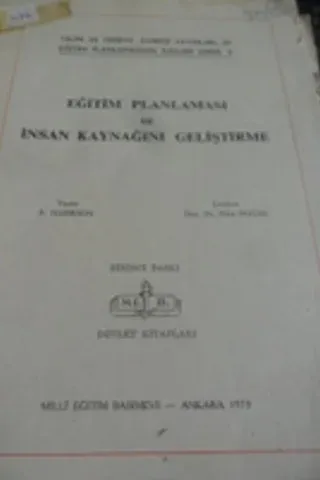 Eğitim Planlaması ve İnsan Kaynağını Geliştirme