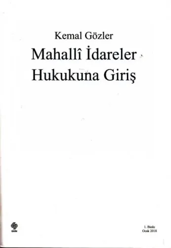 Mahalli İdareler Hukukuna Giriş