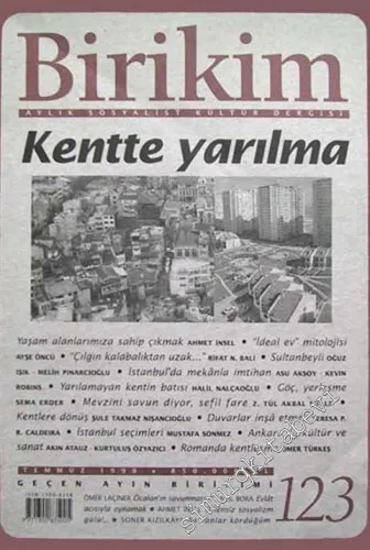 Birikim Aylık Sosyalist Kültür Dergisi - Sayı: 123, Temmuz 1999
