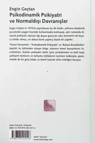 Psikodinamik Psikiyatri ve Normaldışı Davranışlar Engin Geçtan Metis Y