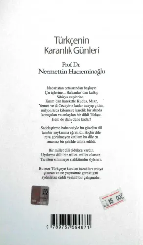 Türkçenin Karanlık Günleri Necmettin Hacıeminoğlu Türk Edebiyatı Vakfı