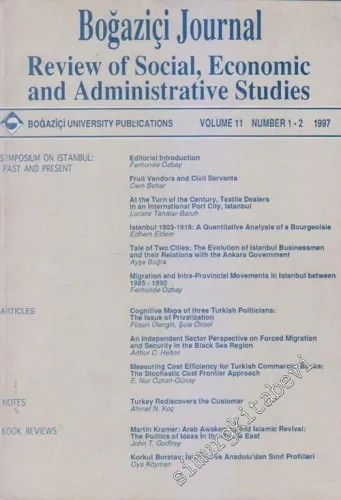 Boğaziçi Journal: Review of Social, Economic and Administrative Studies - Volume: 11 Number: 1 - 2; 1997       1997