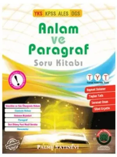 Palme YKS-TYT KPSS ALES DGS Anlam ve Paragraf Soru Kitabı