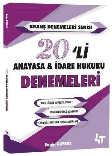 4T Yayınları KPSS A Grubu Anayasa Hukuku ve İdare Hukuku 20 Deneme Çöz