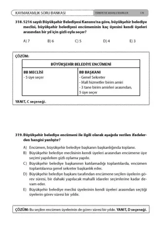 Kaymakamlık Soru Bankası Türkiye'de Mahalli İdareler