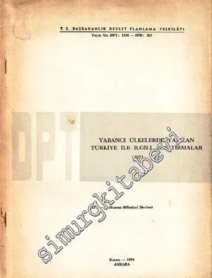 Yabancı Ülkelerde Yapılan Türkiye ile İlgili Araştırmalar 1971 - 1972 -
