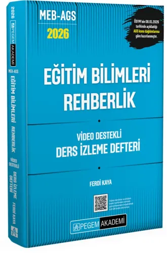 Pegem Yayınları 2026 MEB AGS Eğitim Bilimleri Rehberlik Video Destekli Ders İzleme Defteri