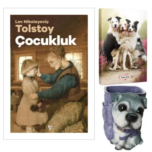 Çocukluk - Tolstoy ve Dekoratif Köpek Kalemlik - Neşeli Dostlar Planlama Defteri