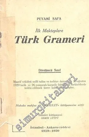 İlk Mekteplerde Türk Grameri: Dördüncü Sınıf -