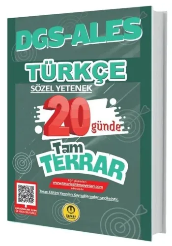 Tasarı Yayınları DGS ALES Türkçe Sözel Yetenek 20 Günde Tam Tekrar Soru Bankası Çözümlü