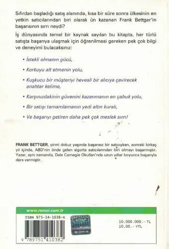 Satışta Başarı Frank Bettger Remzi Kitabevi %45 indirimli