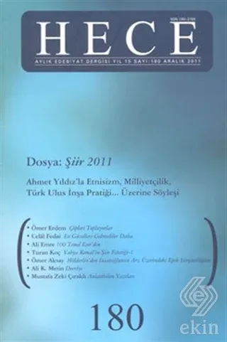 Hece Aylık Edebiyat Dergisi Sayı: 180 Kolektif Hece Dergisi Satın Al -