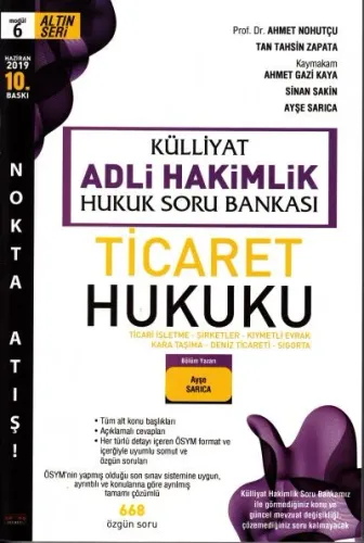Adli Hakimlik Hukuk Soru Bankası Ticaret Hukuku