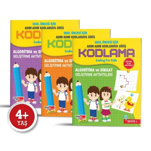 Okul Öncesi Adım Adım Kodlamaya Giriş +4 YAŞ  3 Kitap