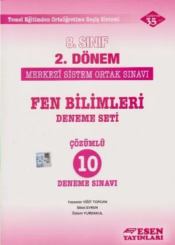 Esen 8. Sınıf 2. Dönem Fen Bilimleri Deneme Seti Çözümlü 10 Deneme Sın