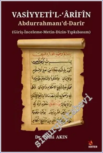 Vasiyyeti'l-‘Arifİn Abdurrahmanı'd-darIr -         2023