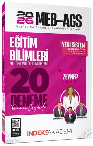 İndeks Akademi 2026 MEB-AGS Eğitim Bilimleri ve Türk Milli Eğitim Sistemi 20 Deneme Çözümlü