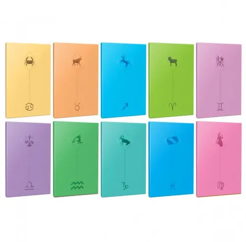 10lu Burç-Astroloji Temalı 13,5x19,5cm 64 Sayfa Çizgisiz Defter Seti -