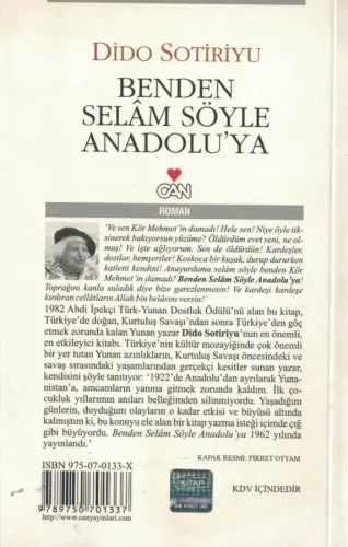 Benden Selam Söyle Anadolu'ya Dido Sotiriyu Can Yayınları %44 indiriml
